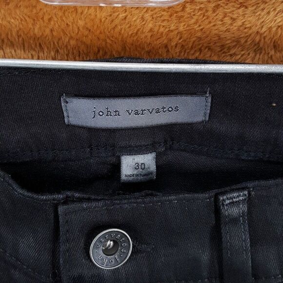 JOHN VARVATOS Jeans Mens Size 30 Black Slim Fit Waxed Coated JV 702 $248 - Picture 3 of 11